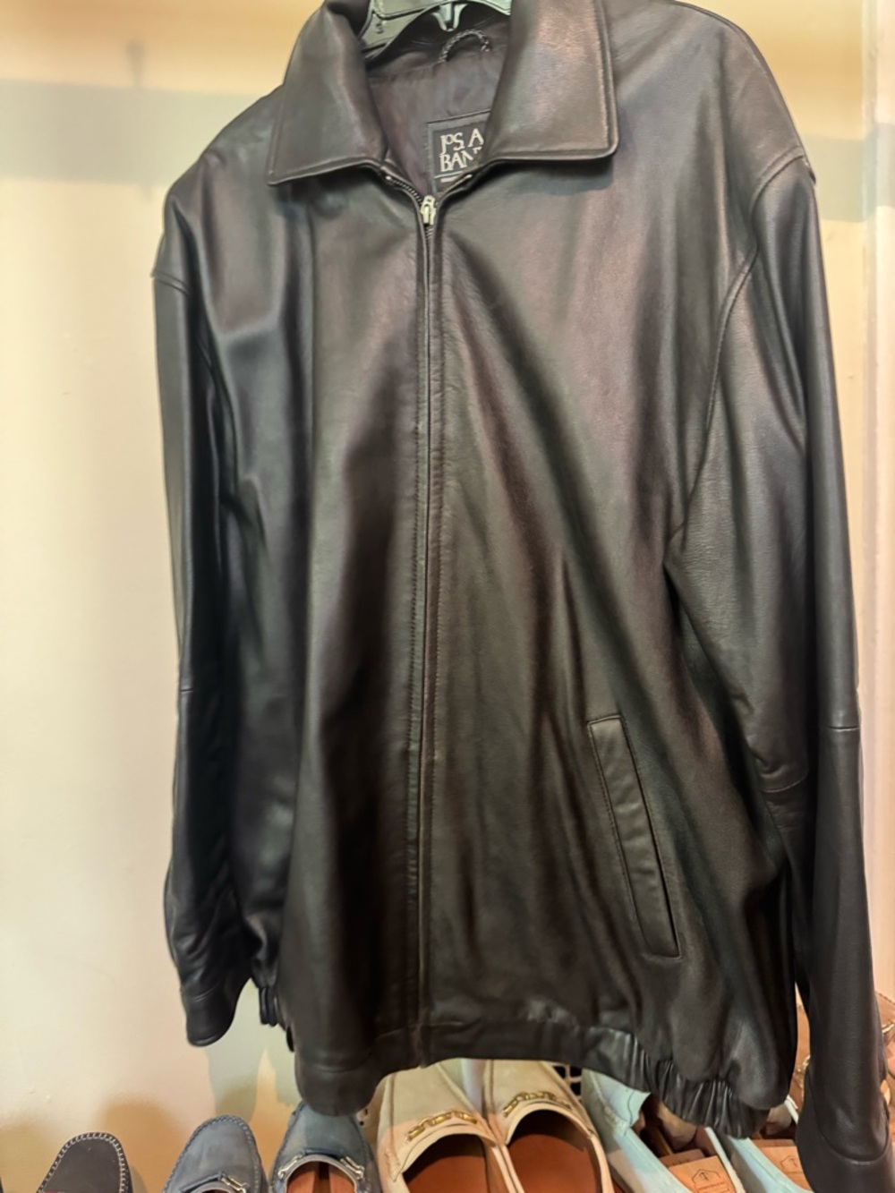 Jos. A. Bank Men's Black Leather Zip Jacket